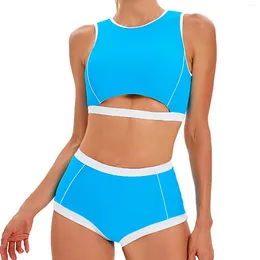 Women's Swimwear Summer Bathing Suit For Women Sexy Hollowed Out Back Flat Angle Sports Split Swimsuit Plus Size