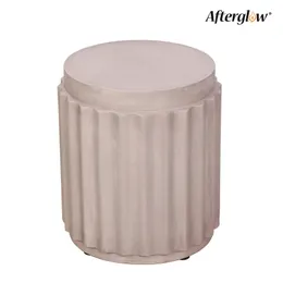 Afterglow Round Travertine Look Accent Table, Stool, Wood Stump, Earth Tone-Colored