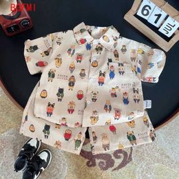 Clothing Sets Baby summer clothing childrens clothing boy animal printed pure cotton T-shirt and shorts 2 pieces of childrens clothing WX