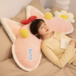 Big Soft Animal Plush Bedding Pillows Stuffed Cats/Rabbit/Pig Moon Shaped Cushion Pillow For Girls Kids Sleep Toy Kawaii Deocr