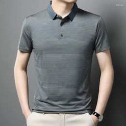 Men's T Shirts BROWON Brand 2024 Casual Summer Top Tee Shirt Homme Striped Design T-shirt Men Short Sleeve Contrast Collar