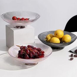 Plates Fruit Plate Tall Feet Transparent Glass Snack Tray Dishes Dessert Bowl Cake Pan Salad Decorative