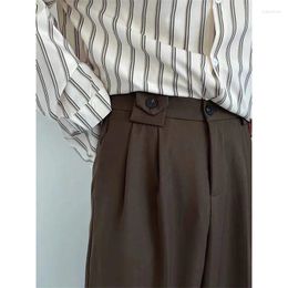 Men's Suits Brown Suit Pants Men Fashion Social Mens Dress Korean Loose Casual Straight Trousers Office Formal M-3XL