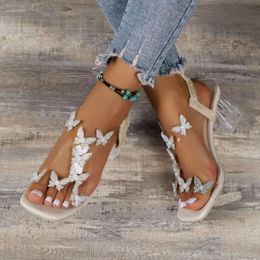 for Heel Square Sandals Woman Transparent Flash Drill Summer High Heels Fashion Women's Shoes Low Sandalias Size 43 729 s d b608