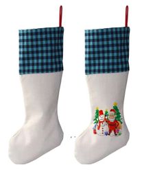 Sublimation Buffalo Plaid Christmas Stocking 4 Colors Blank Halloween Candy Socks Santa Gift Bag Xmas Tree Oranment sea ship BWA762661785