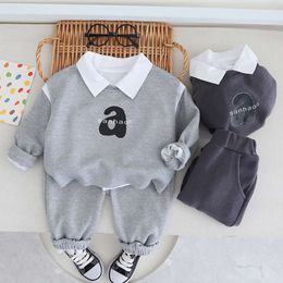 Baby Boys Clothes Set Letter Polo Shirts+waistcoat+Pant 3pcs/set For Kids Children Outfits 2024 Spring Fall Toddler Sport Suits L2405
