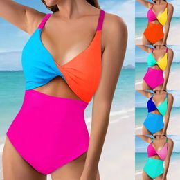 Women's Swimwear Ladies' Contrast Chest Pad Beauty Back Design Fashion Piece Swimsuit Bikini Home Two-Piece