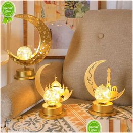 Other Event & Party Supplies New Eid Mubarak Gold Moon Castle Table Ornaments 2023 Ramadan Decoration For Home Islamic Muslim Festival Dhttz