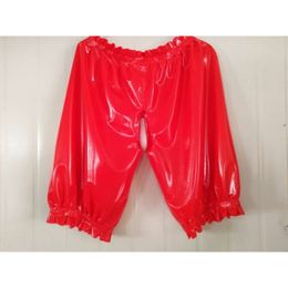 Fetishism 100% Rubber Latex Rot Pants Party Sexy Lace shorts trousers S-XXL Cosplay Manual customization