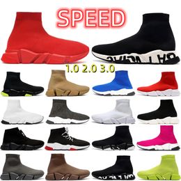 Designer Mens Womens Casual Shoes Sock Speeds White Black Red Brown Pink Green Clear Sole Lace-up Neon Socks Speed Runner Trainers Platform Running Sneakers Boots