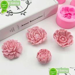 Baking Moulds New 3D Rose Flower Mods Diy Plaster Work Clay Resin Art Soft Sile Fondant Cake Mold Soap Ice Chocolate Decoration Tool D Dhm6F