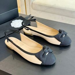 Дизайнерские золотые каблуки Slingbacks Sandal Classic Bow Contrast Color Color Patchwork Sandal