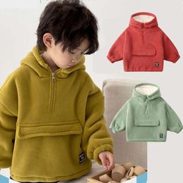 Winter Boys Hoody Sweecen Swece Sweater للأطفال بالإضافة إلى الأطفال Veet Pullover Warm Baby Outerwear Toddler Windbreaker Clothing L2405