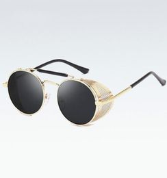 Sunglasses Metal Shield Steampunk Woman Glasses Personality Windshield Retro Toad Mirror Round Design Men UV4005430759