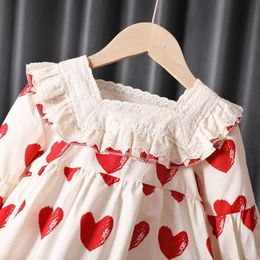 Pyjamas Girls Pyjamas long sleeved cotton princess casual matching girls Japanese style heart-shaped cute and sweet d240517