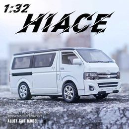 Diecast Model Cars 1/32 ratio Hiace MPV zinc alloy car model toy die cast valve simulation commercial vehicle lighting and sound toy childrens birthday gift WX