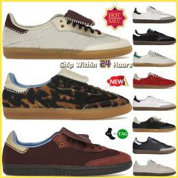 Bonner Shoes Wales Designer OG Leopard Cream White Fox Brown Red Green Vegan Sock Black Gum Classic Casual Men Sneakers Women Low Top Leather Trainers Team 37