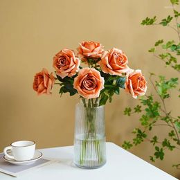 Decorative Flowers 8pcs/lot Artificial Simulation Rose Branch DIY Wedding Pography Bouquet Home Living Room Garden Flower Arrangement