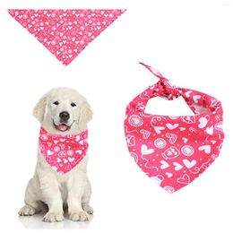 Dog Apparel Valentine Day Pet Triangle Scarf Bandana Cute Heart Shaped Printed Skin-friendly Comfortable Saliva Towel
