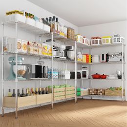 ZK20 58''W Adjustable Storage Shelves 1200LBS Shelving Unit 4 Tier Metal Shelving for Storage Rack Shelves for Storage Heavy Duty Garage Shelf Pantry Shelves Kitchen