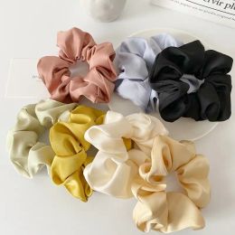 Candy Colours Satin Scrunchies Women Elastic Hair Band Simple Large Intestine Ring Hair Accessories