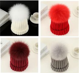 Fashion Women Hat Winter 15cm Fur Ball Pom Pom Knit Beanie Ski Cap Bobble8285983