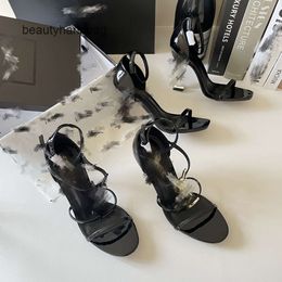 yslheels YS 2023 High Quality Women Luxurys Designers cassandra Sandals Heels Shoes Open Toe Genuine Patent Leather Alphabet Shoe OPYUM Stiletto Dress shoes sand