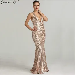 Party Dresses 2024 Dubai Designer Luxury V-Neck Evening Beading Sequined Sparkle Fashion Sexy Mermaid Gowns LA6338