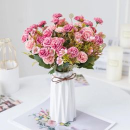 Decorative Flowers Carnation Artificial High Quality Bouquet Wedding Hydrangea For Garden El Home Table Room Decor Fake Plant