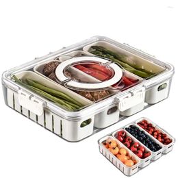 Plates Fruit Tray Platter Serving Container With Lid Stackable Fridge Organiser Portable Candy Fruits Snack