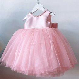 Girl's Dresses Toddler Girls 1st Birthday Clothes Backless Bow Cute Baby Baptism Gown Kids Wedding Party Elegant Princess Dress for Girls Dress