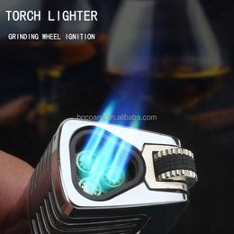 JOBON Zb190 Iatable Windproof Lighter Three Direct Impact Flame Grinding Wheel Ignition Visible Gas Unfilled Metal Cigarette Lighter