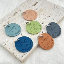 Dog Tag Round Silicone Pet Anti-lost ID Personalised Engraved Name Phone Number Custom Pendant Puppy Collars Accessories