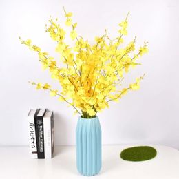 Decorative Flowers 5 Forks Artificial Oncidium 97cm Yellow Silk Dancing Orchid For Wedding Home Christmas Decoration Phalaenopsis Bouquet