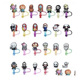 Drinking Straws Moq 100Pcs Halloween Them Sts Cap Pvc Sile St Toppers Er Charms Diy Decoration For 7-8Mm Drop Delivery Dhi5A