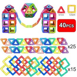 Magnetic Blocks 40 standard size magnetic designer building sets magnetic building blocks assembly blocks childrens educational toys WX5.17