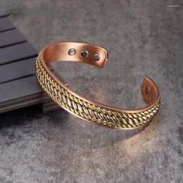 Bangle Pure Copper Bracelets Twisted Adjustable 12mm Wide Open Cuff High Magnet Energy Bangles Resizable Jewelry Men