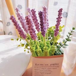 Decorative Flowers Lavender Crochet Creative Handmade Fake Flower Handicrafts Wedding Party Decoration Mother's Day Gifts