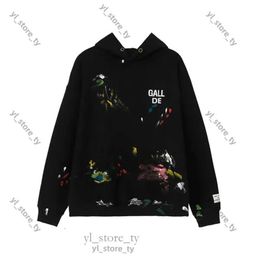 Hand-Painted Hoodie Graffiti Ink Letters Gallerydept Hoodie Printed Hip-Hop Men And Women Gallerydept Hooded With The Same Loose Casual Sweatshirt 05cc