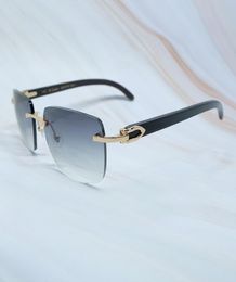 Big Square Brand Designer Sunglasses Men Women Rimless Buffalo Horn Glasses Vintage Sunglass Mens Eyewear1838211