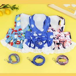 Dog Apparel Pet Harness Dress Cute Bow Puppy Princess Skirt Fashion Soft Cat Outdoor Walking Rope Chihuahua Accessories