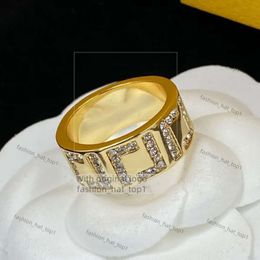 Rings Men Ring Made In Italy Designer F Ring Titanium Steel Gold Ring Engagement Ladies Love Ring Luxury Letter F Brand New Style Gold Silver Zircon Ring Fendiring