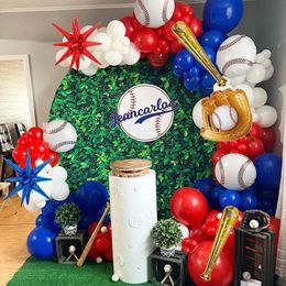 Party Balloons Red and blue baseball balloon wreath latex balloon sports balloon chain set blue and white boy birthday decoration