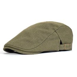 Berets Four Seasons Cotton Mens Newsboy Hat Male Beret Men And Women Retro England Visor Cap B240516