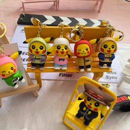 Cross dressing Little Yellow Cat Keychain Bag Pendant Small Gift Exquisite Silicone Doll Keychain Pendant