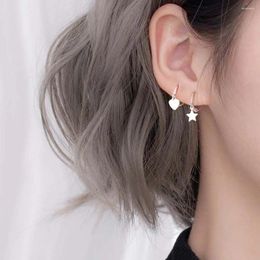 Hoop Earrings Korean Style Love Heart Dangle Simple Cross Shaped Fashion Jewelry