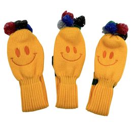 Other Golf Products 3 pieces/set with face pattern golf club head cover knitted and mixed UT Driver Fairway Wood 1 3 5 wooden knitted coverL2405