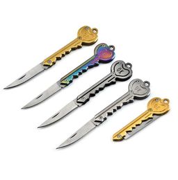 Stainless Steel Folding Knife Keychain Creative HeartShaped OK Key Knife Portable Outdoor Tools2156018