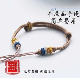 Semi Finished Hand Rope Design Cultural and Creative Ornaments Can Wear Beads Transfer Weave National Tide Red Bracelet for Women