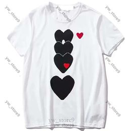 Play Male commes des garcon And Long Sleeve garcons T-Shirt Designer Embroidered Red Heart Love Black And White Stripes Loose Short Sleeve Plus Size a53b